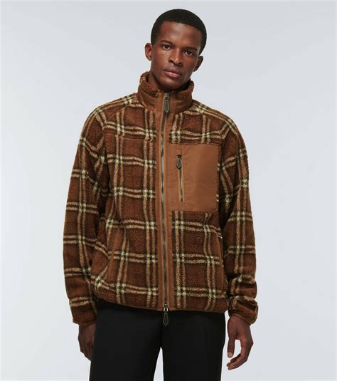 burberry fleece logo|checked fleece jacket.